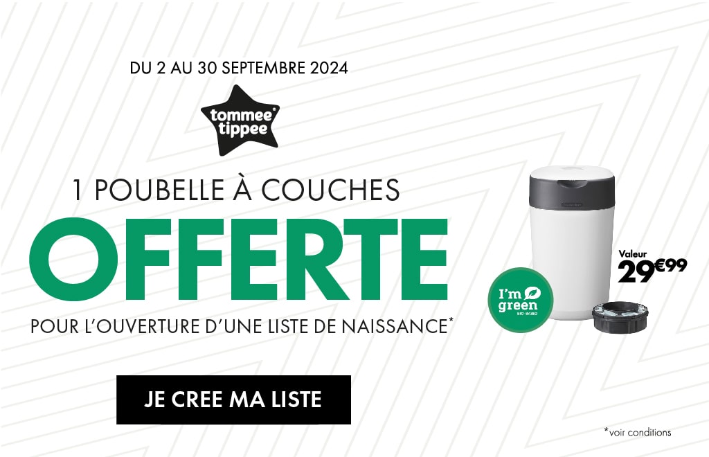 Une poubelle à couches offerte pour l'ouverture d'une liste de naissance !